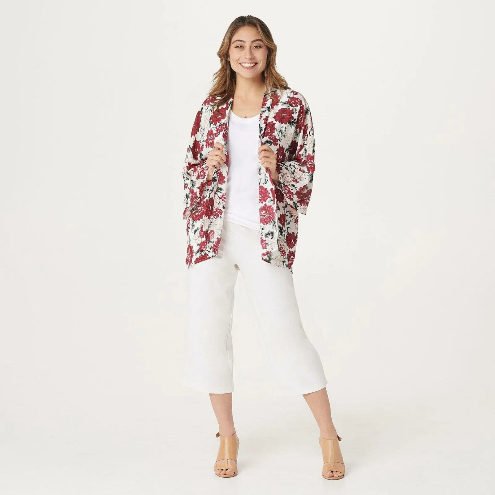 Laurie Felt Women's Open Front Printed Kimono