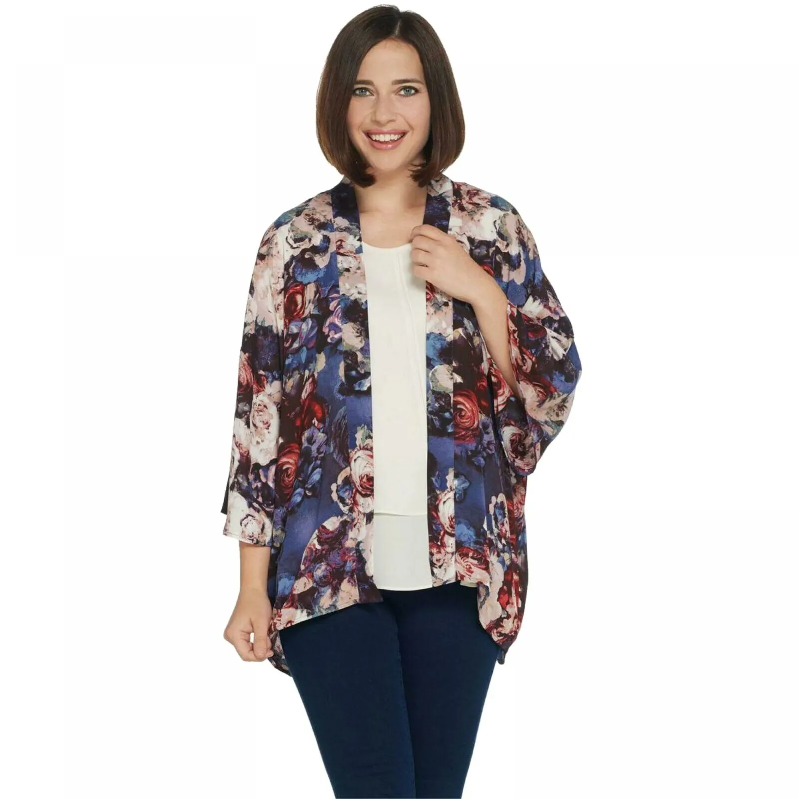 Laurie Felt Women's Open Front Printed Kimono