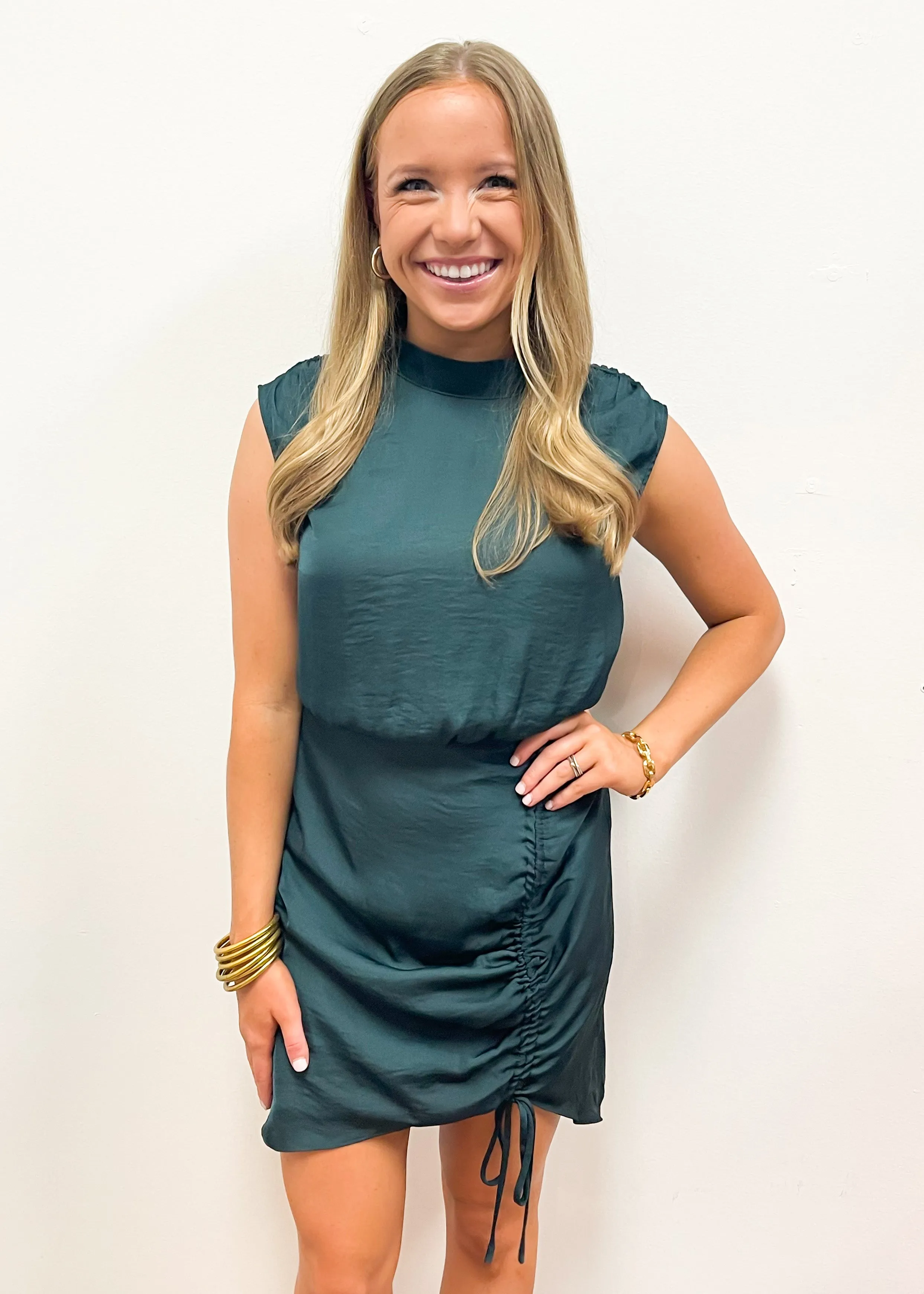 LBLOX High Neck Tie Skirt Dress - Evergreen