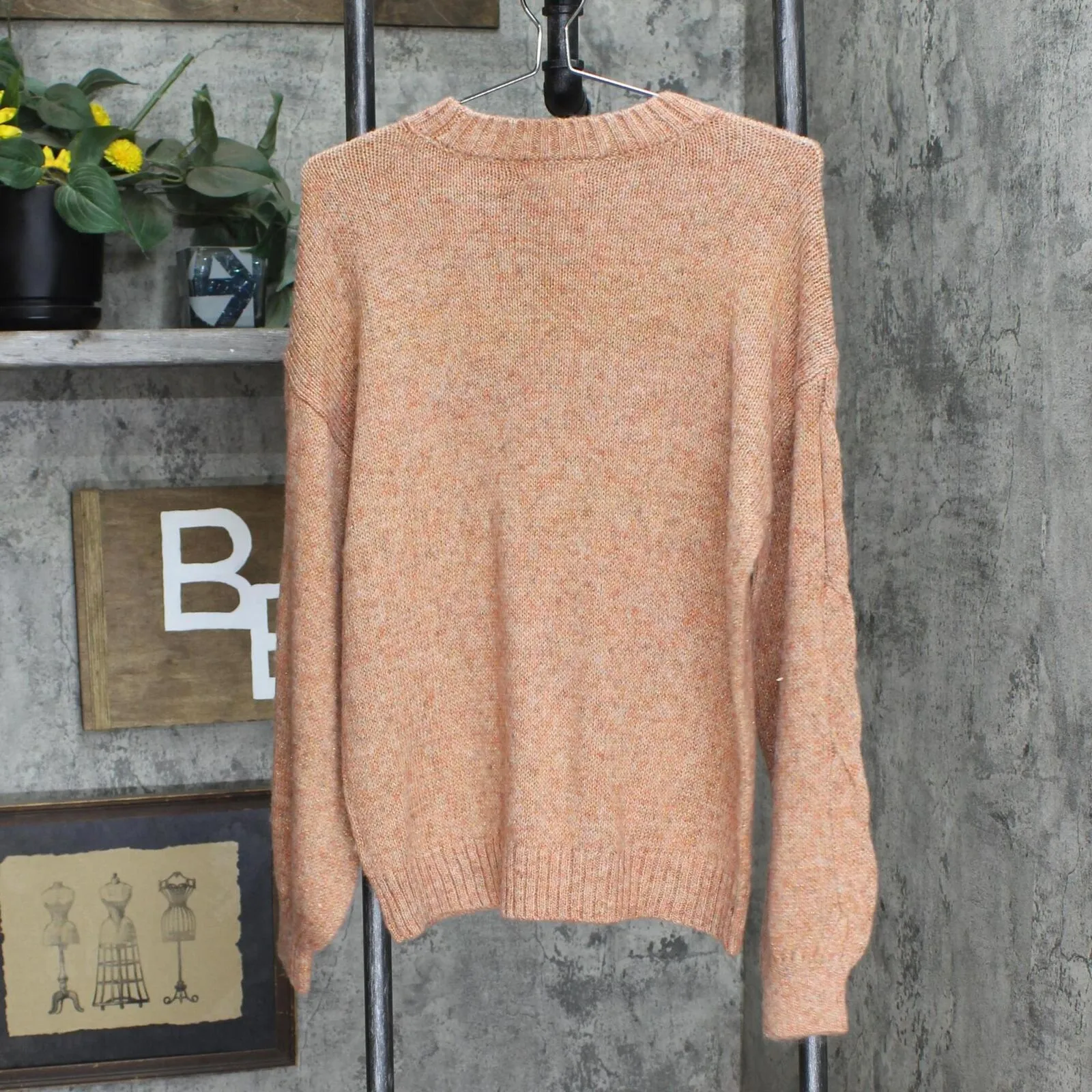 Lc Lauren Conrad Womens Cable-Knit Texture Sweater Brick Heather Red M