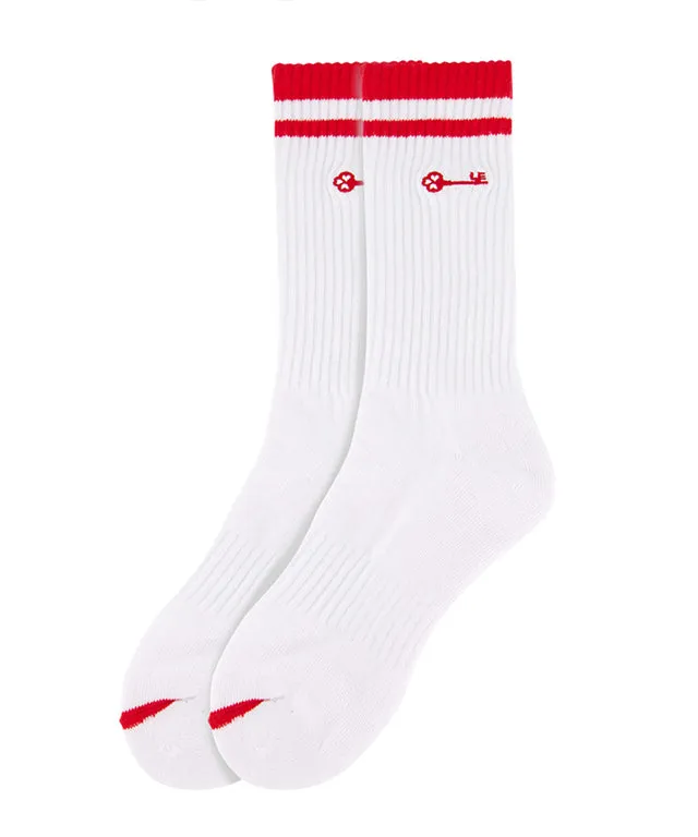 LE SONNET Key Logo Socks - Green / Red (2pack)