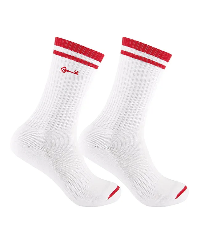 LE SONNET Key Logo Socks - Green / Red (2pack)