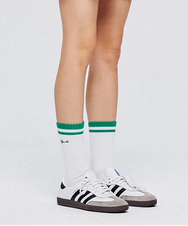 LE SONNET Key Logo Socks - Green / Red (2pack)