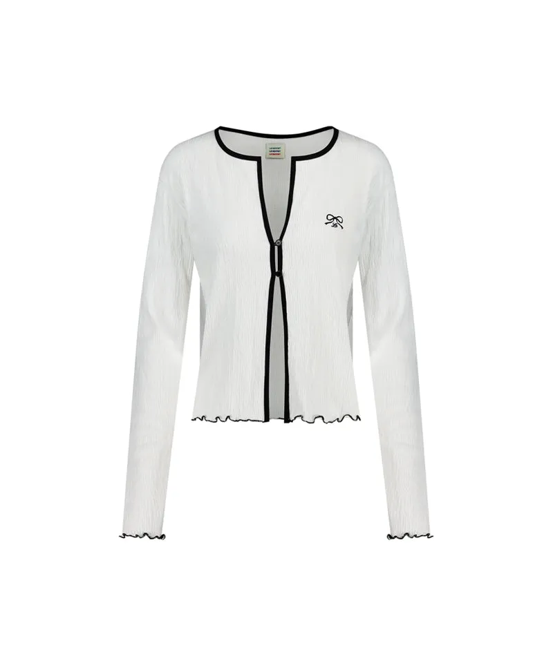 LE SONNET Ribbon Cool Cardigan - Black