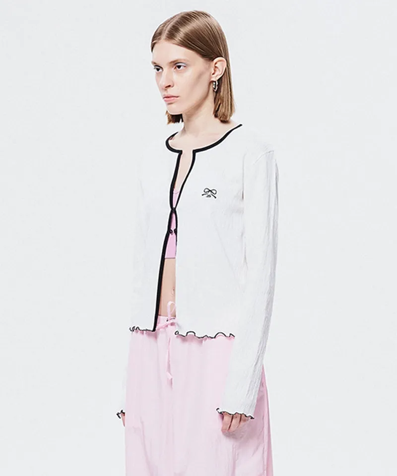 LE SONNET Ribbon Cool Cardigan - Black