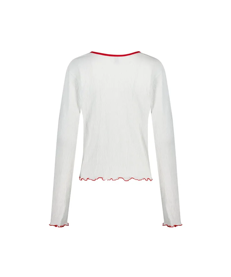 LE SONNET Ribbon Cool Cardigan - Red