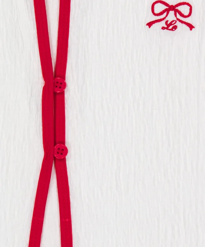 LE SONNET Ribbon Cool Cardigan - Red