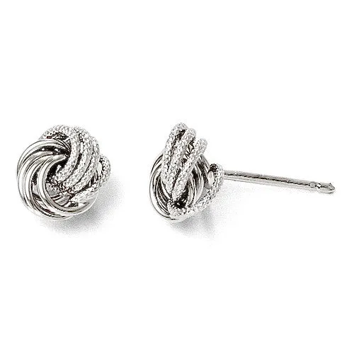 Leslie's 14K White Gold Dual Finish Petite Open Love Knot Post Earrings