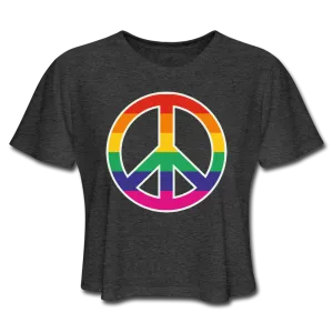 LGBTQ Rainbow Peace Sign Premium Women's Cropped T-shirt