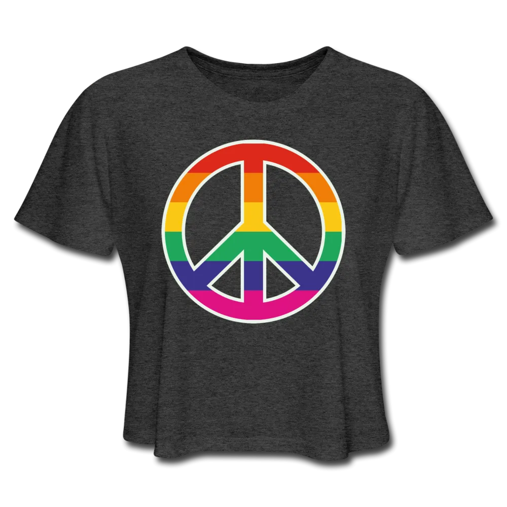 LGBTQ Rainbow Peace Sign Premium Women's Cropped T-shirt