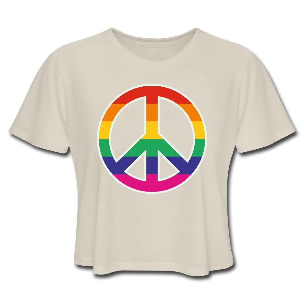 LGBTQ Rainbow Peace Sign Premium Women's Cropped T-shirt