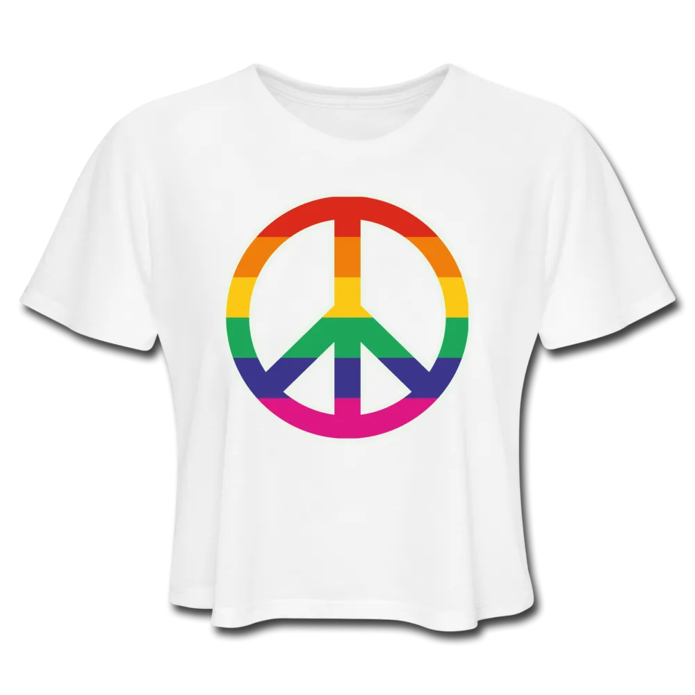 LGBTQ Rainbow Peace Sign Premium Women's Cropped T-shirt