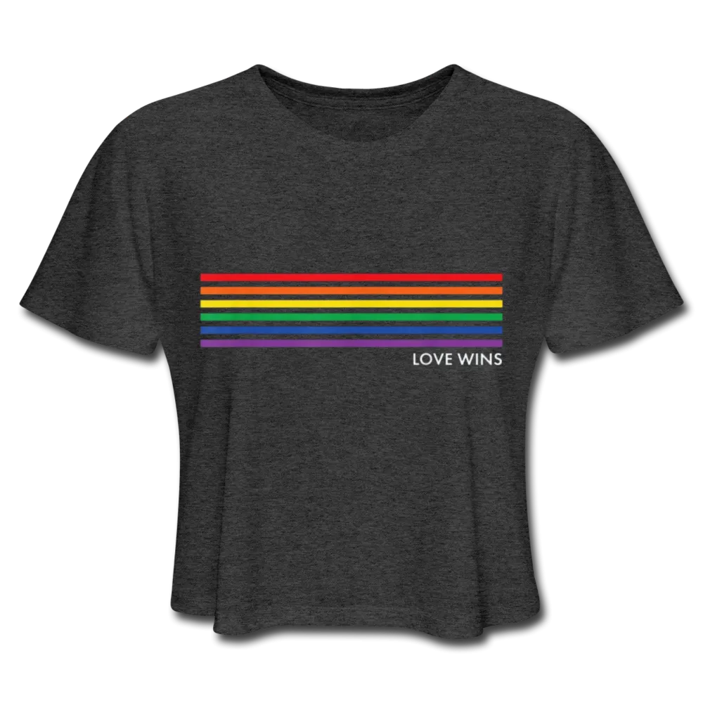 LGBTQ Rainbow Pride Flag Stripes Love Wins Women’s Premium Cropped T-Shirt