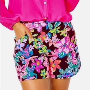 Lilly Pulitzer Arabeth Stretch Floral Shorts in Cherry Ganache Bohemian Garden
