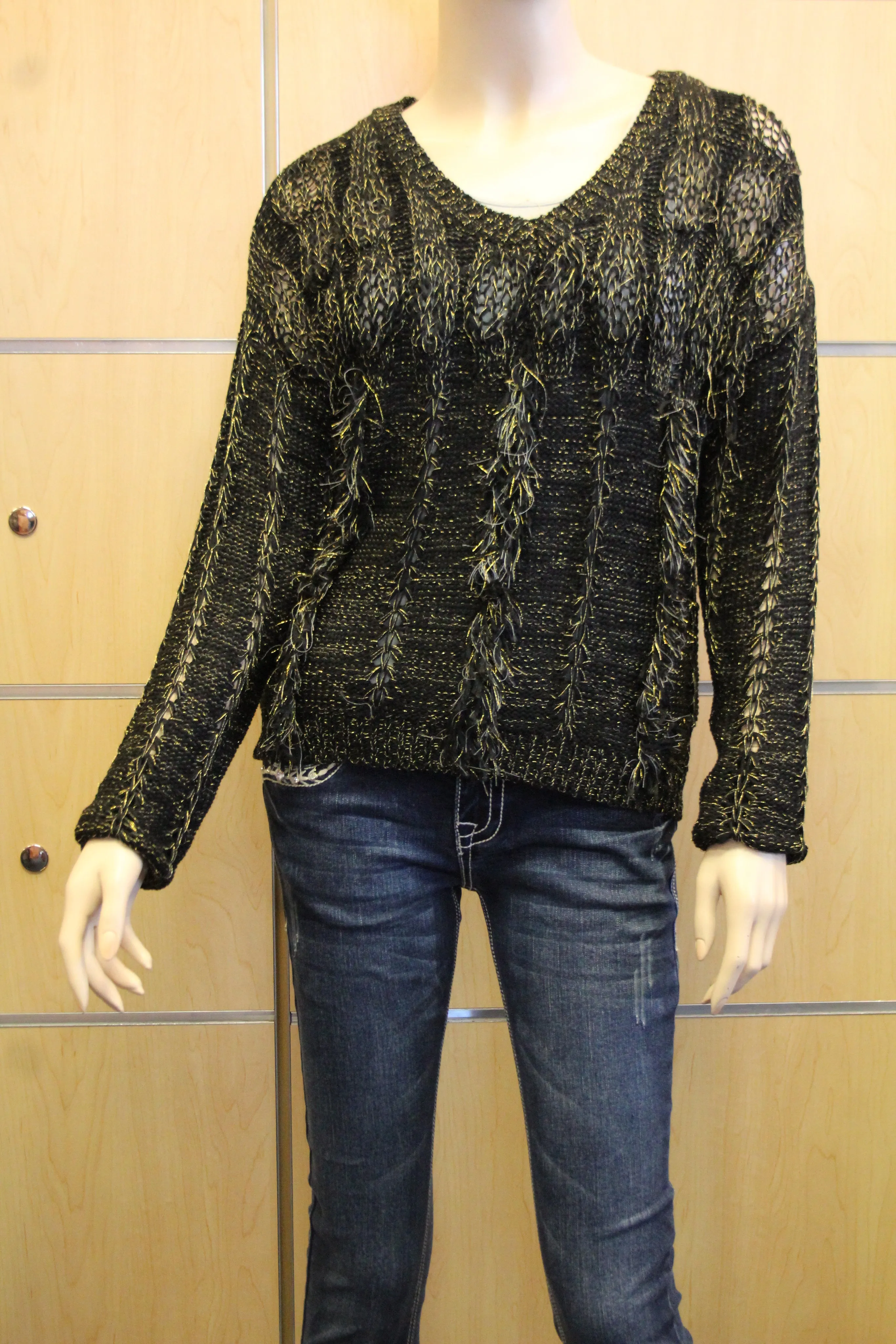 Lily | Crochet Fringe Sweater Black