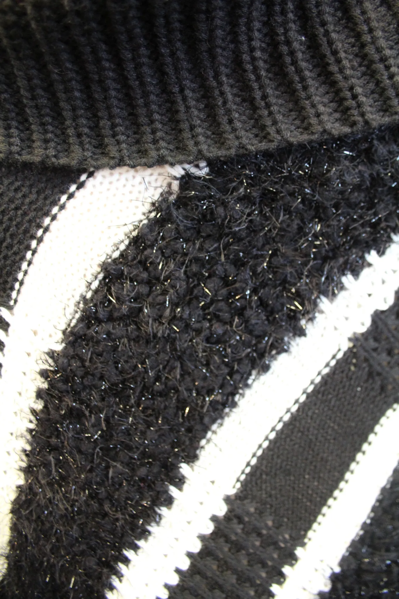 Lily | Crochet Striped Sweater Poncho Black & White