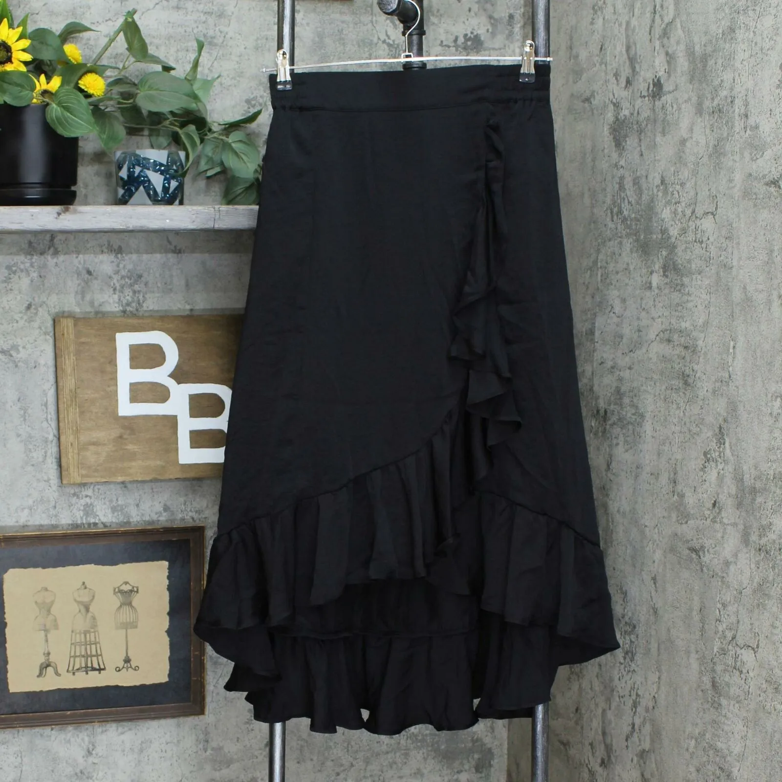 Lisa Rinna Women's Pull On Ruffled Faux Wrap Midi Skirt