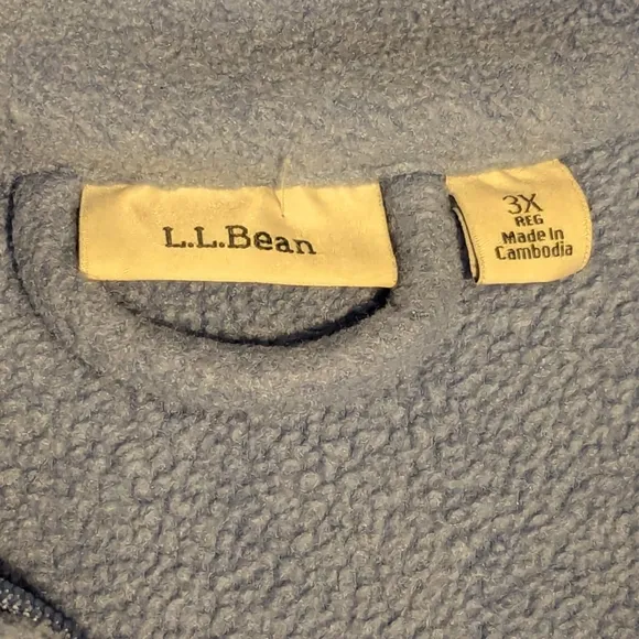L.L. Bean Periwinkle Blue Long Fleece Full Zip Front Warm Winter Robe Size 3X
