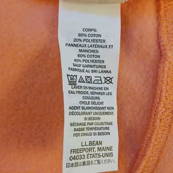 L.L.Bean Warm Coral 1/4 Zipper Pull   Over Quilted Long Sleeve Sweater. …