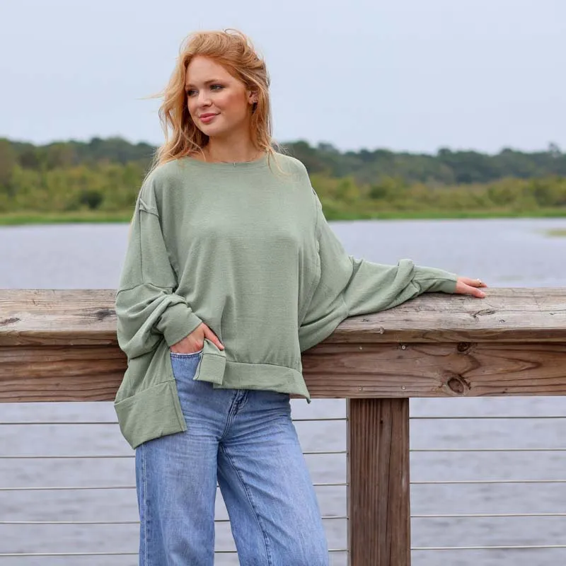 Long Sleeve Crepe Weekender Top