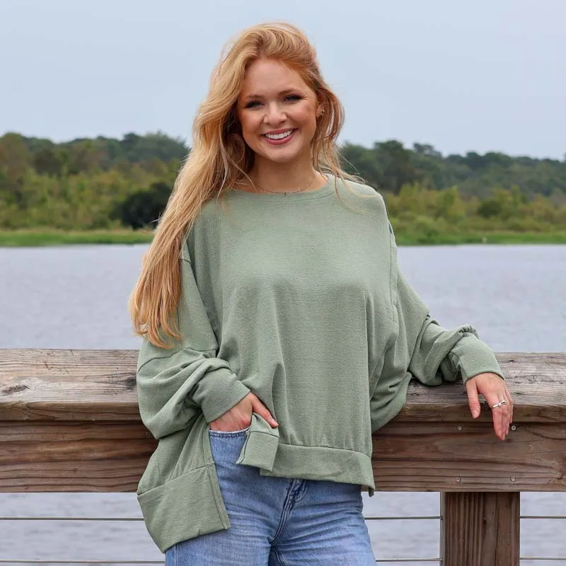 Long Sleeve Crepe Weekender Top
