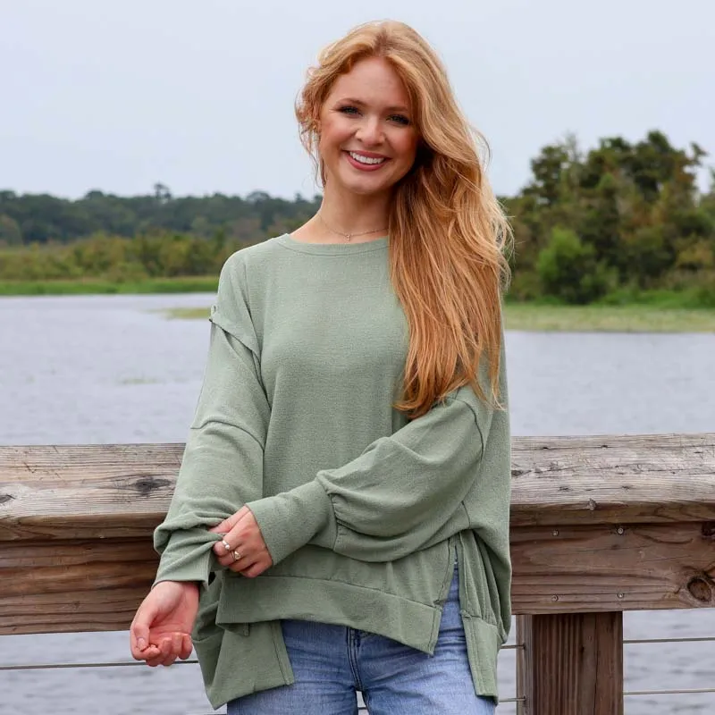 Long Sleeve Crepe Weekender Top