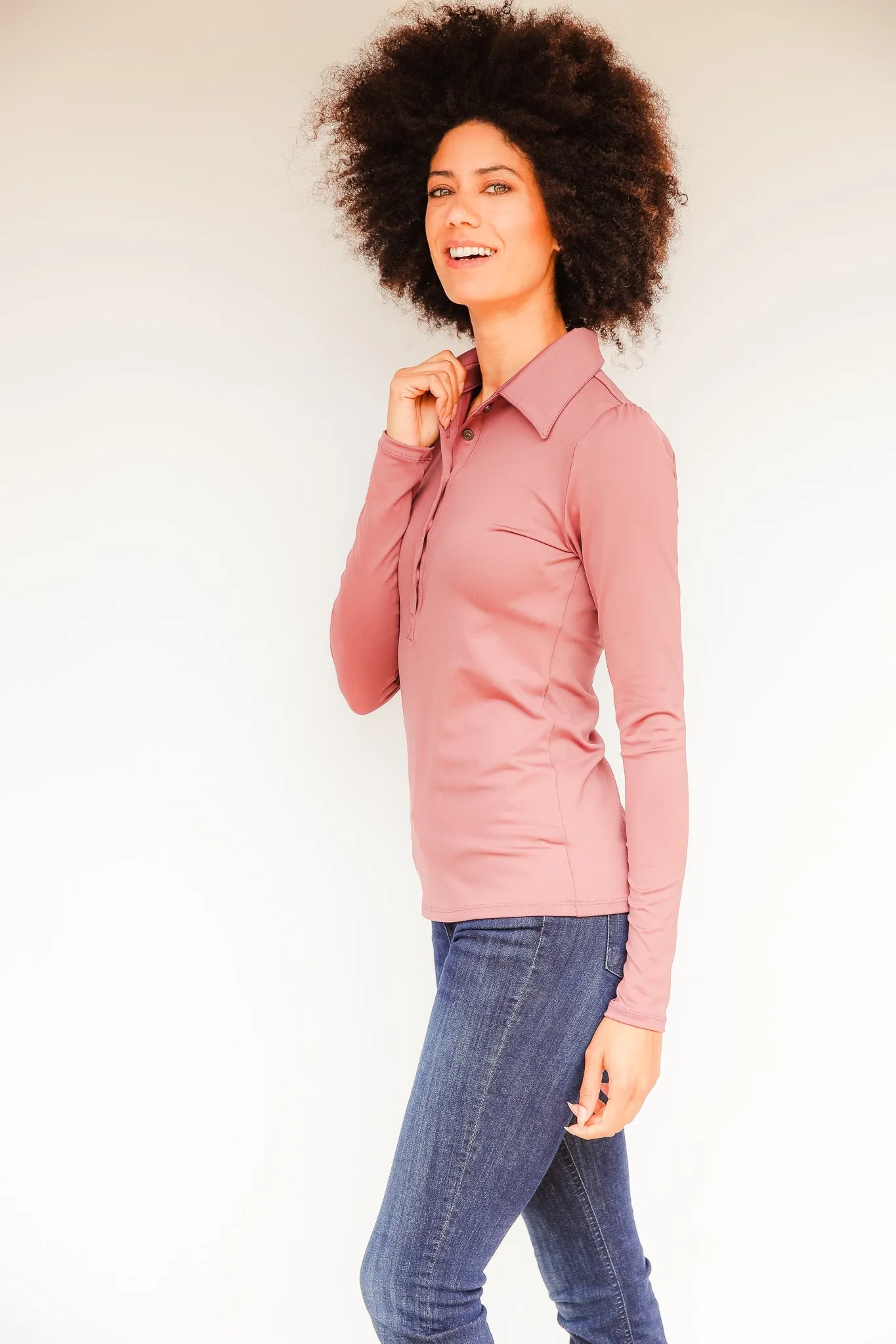 Long Sleeve Gracie Shirt - Dusty Rose