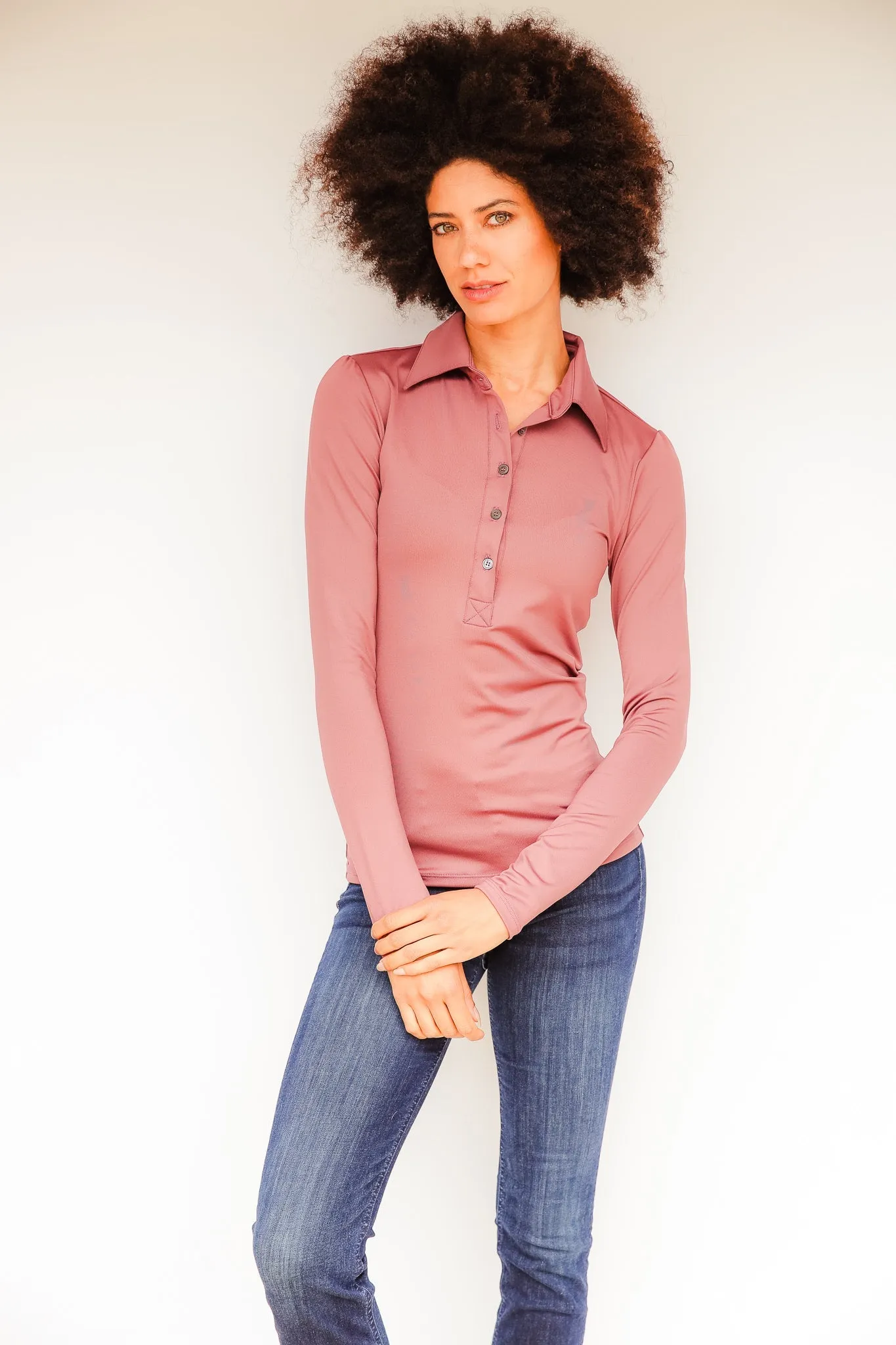 Long Sleeve Gracie Shirt - Dusty Rose