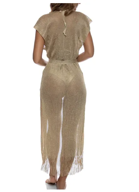 Luli Fama Finge Long Caftan - Gold Rush