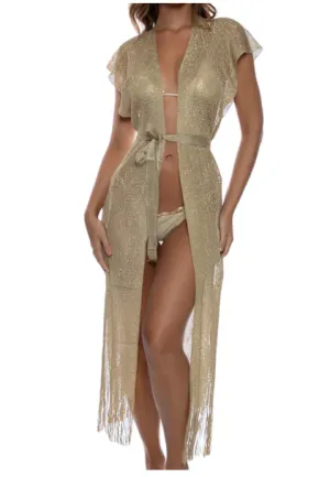 Luli Fama Finge Long Caftan - Gold Rush