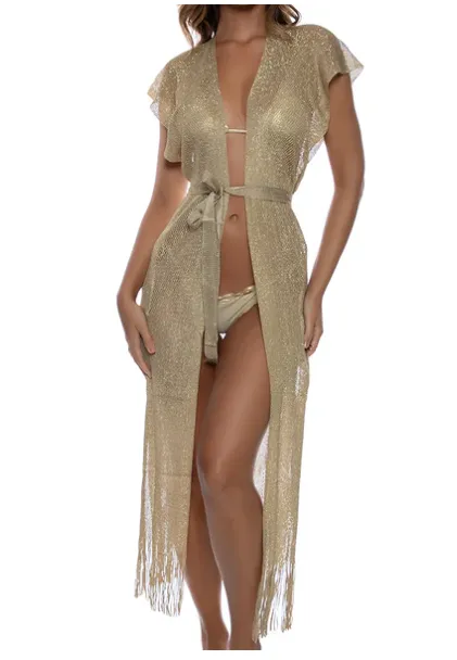 Luli Fama Finge Long Caftan - Gold Rush