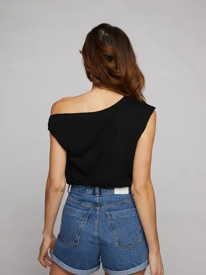 Macy Drop Shoulder Top - Black