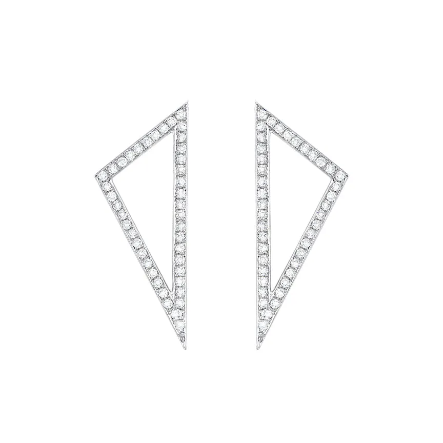 Medium All Diamond Triangle Earrings | White Gold