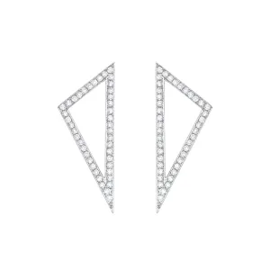 Medium All Diamond Triangle Earrings | White Gold