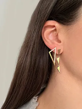 Medium Half Diamond Triangle Earrings | Yellow Gold