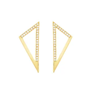 Medium Half Diamond Triangle Earrings | Yellow Gold