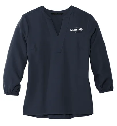 Mercer Mettle® Women's Stretch Crepe 3/4-Sleeve Blouse (Murphy)