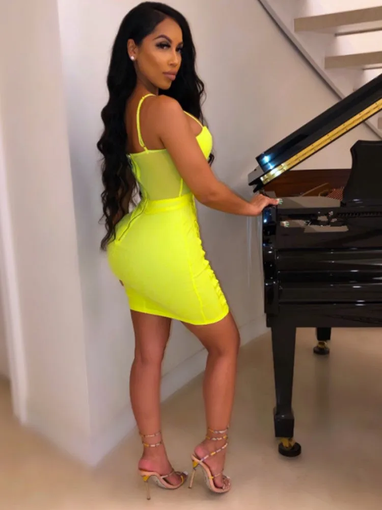 Mesh Lacing Bandage Dress
