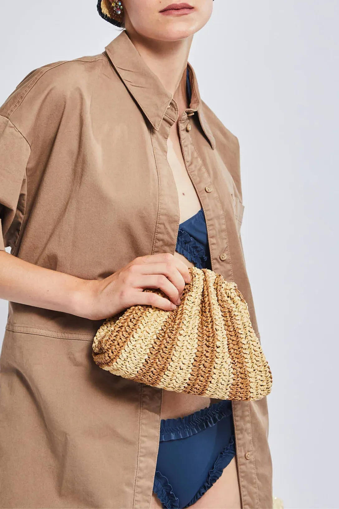 Mini Game Crochet Stripe Bag | Natural