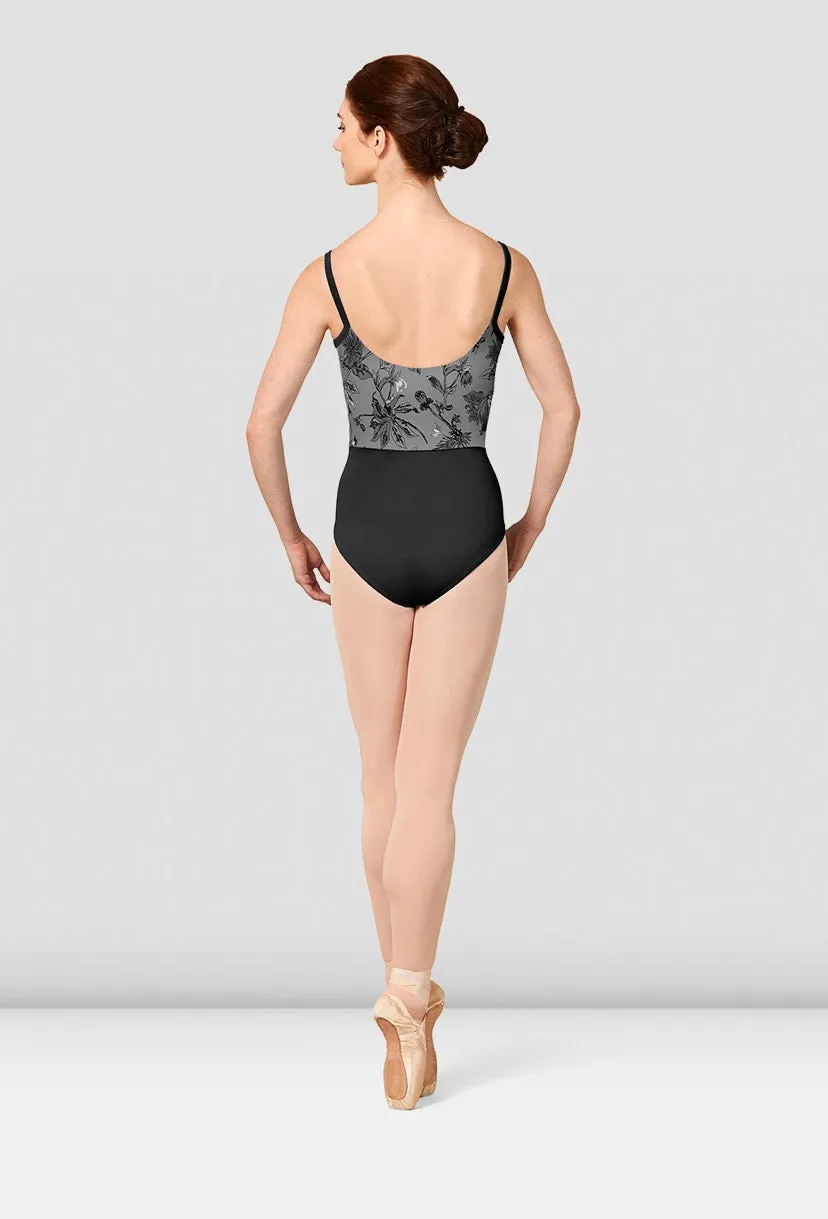 Mirella Black Jasmine Print Camisole Leotard