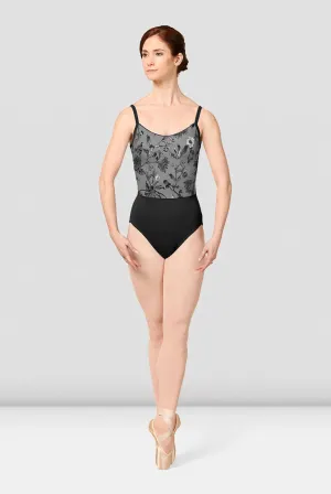 Mirella Black Jasmine Print Camisole Leotard