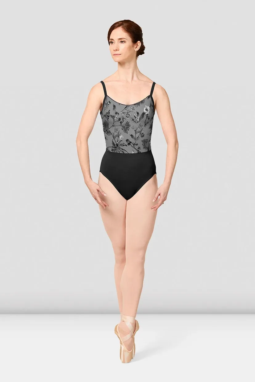 Mirella Black Jasmine Print Camisole Leotard