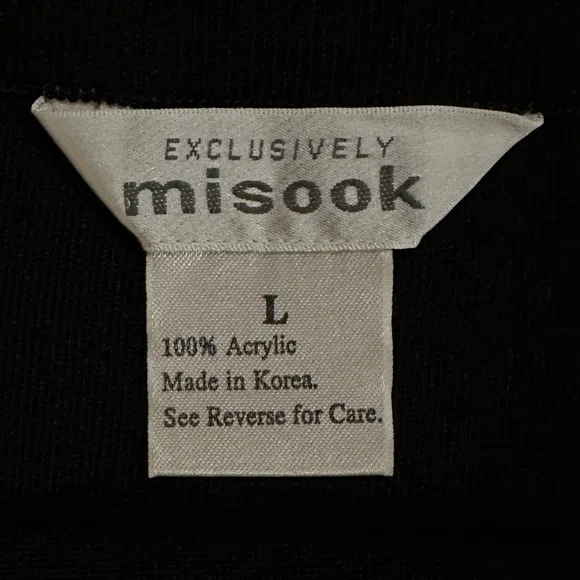 MISOOK | Straight Knit Skirt Black Below The Knee Pull On Elastic Waist