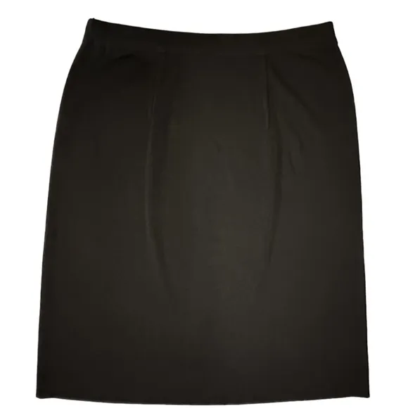 MISOOK | Straight Knit Skirt Black Below The Knee Pull On Elastic Waist