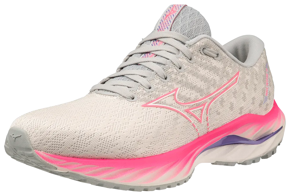 Mizuno Women's Wave Inspire 19 - Snow White/Sakura Glow/Purple Punch