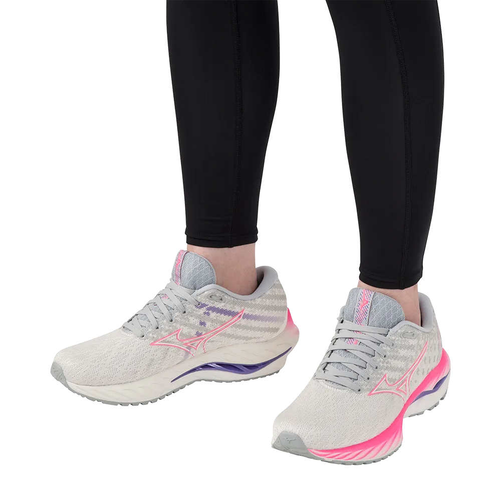 Mizuno Women's Wave Inspire 19 - Snow White/Sakura Glow/Purple Punch