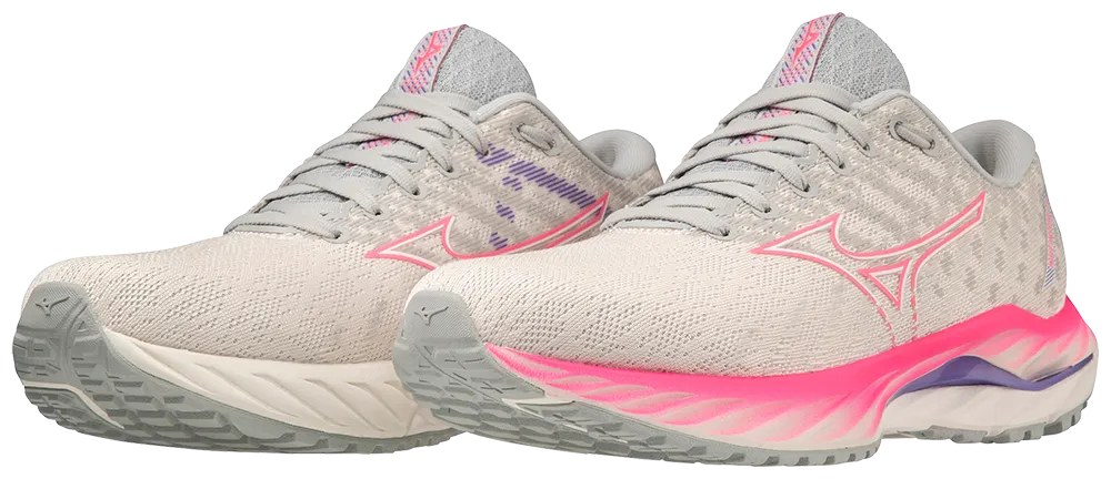 Mizuno Women's Wave Inspire 19 - Snow White/Sakura Glow/Purple Punch