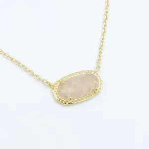 Modern Oval Choker Necklace - Rose Quartz
