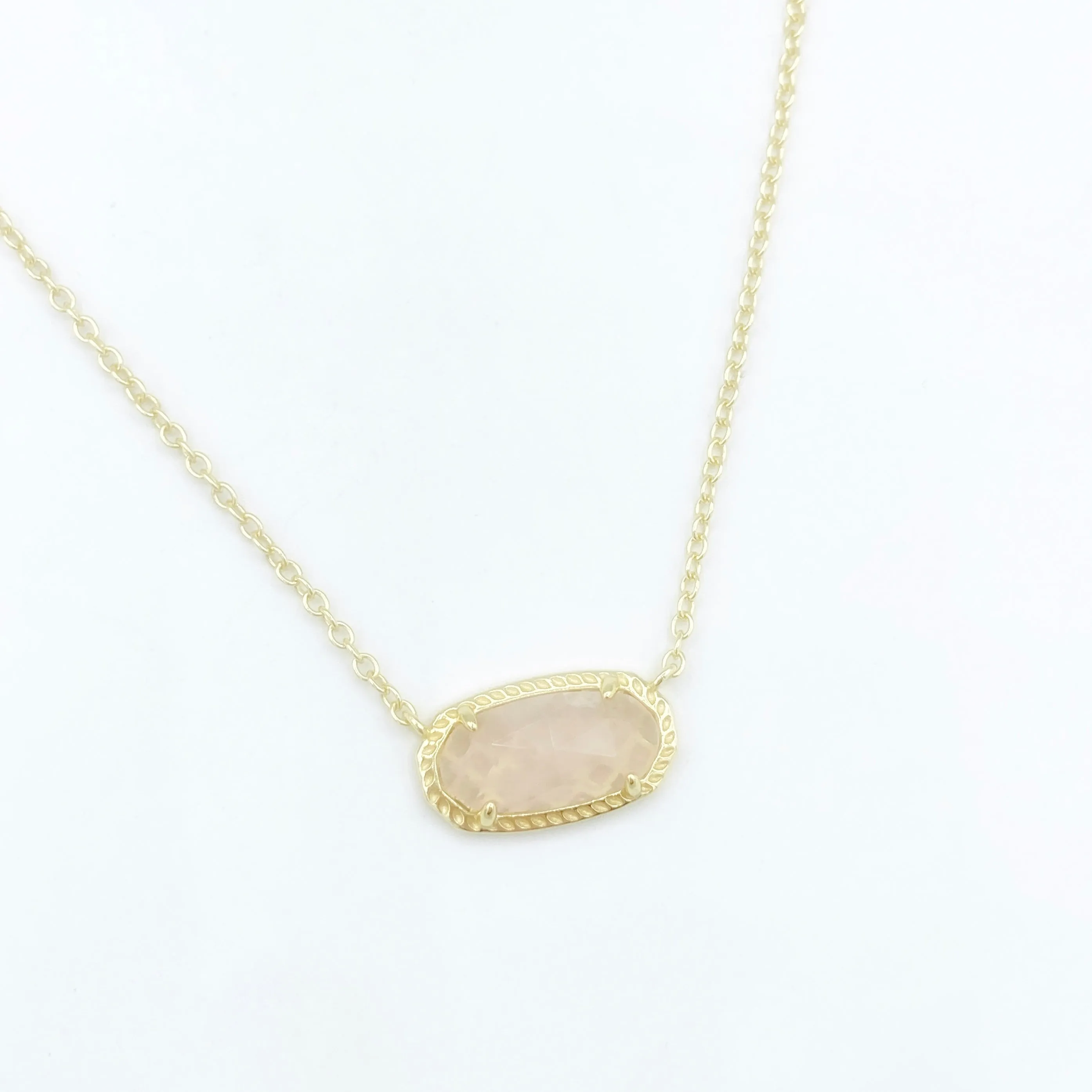 Modern Oval Choker Necklace - Rose Quartz