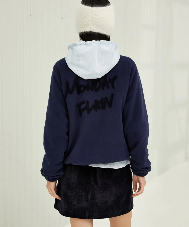 Monday Flow Half Zip-Up Warm Soft Fleece Top - Navy